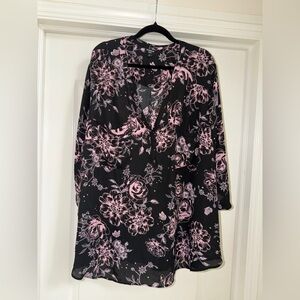 Torrid Black and Pink Floral Harper Top